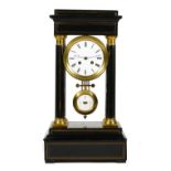 An ebonised Portico mantel clock, late 19th century,