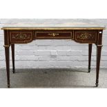 A Louis XVI style mahogany ormolu mounted bureau plat, stamped Mellier & Co, London,