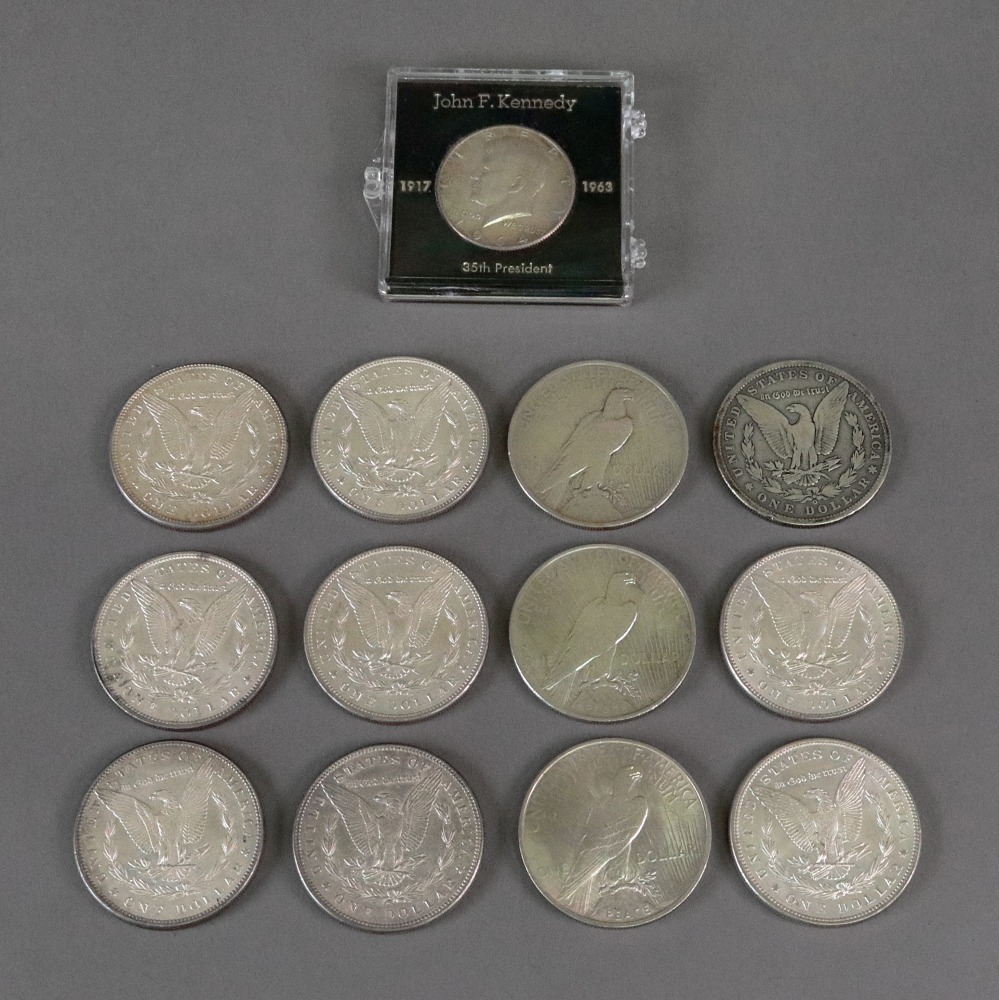 A collection of twelve USA silver one do