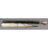 A Victorian white feather plume, with gi