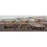 A vintage rattan oval two-tier trolley,