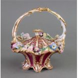 A Coalport pot pourri basket, circa 1840