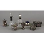 A three piece silver cruet set, Chester