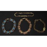 A 9ct oval link bracelet, each link set