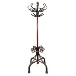A Bentwood hat and coat stand, with cluster column and quadripartite base, 200cm high.