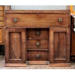 A late George III mahogany secretaire, with a rosewood crossbanded and boxwood strung frieze,