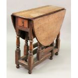 A 17th century oak gateleg table, the hi