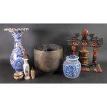 A group of Asian ceramics and works of a