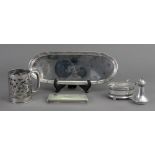 A shaped rectangular silver tray, Mappin