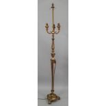 An Empire style gilt metal standard lamp