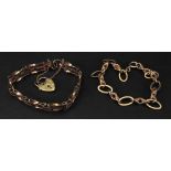 A 9ct gold gate-link bracelet, fastened