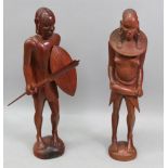 A pair of African carved hardwood standi