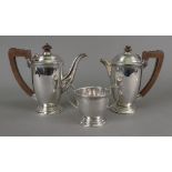 An Art Deco silver three-piece cafe au l