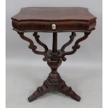 A Continental mahogany needlework table,