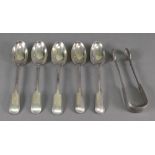 A set of five Victorian silver fiddle an