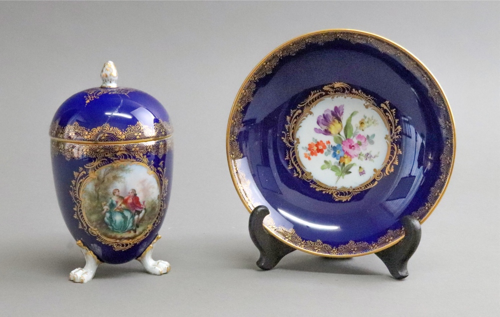 A Meissen cabinet cup, cover and saucer,