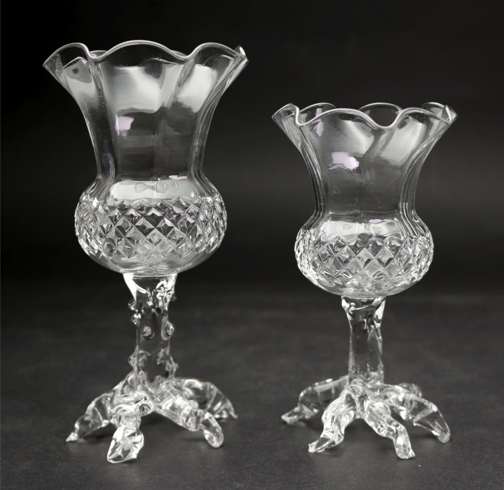 A set of seven glass thistle shape posy vases, late 19th/early 20th century, - Image 2 of 2