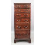 A tall George III style mahogany chest, circa 1900, fitted with six graduated drawers,