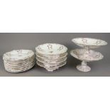 An English porcelain dessert service, late 19th century,