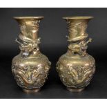 A pair of Chinese brass vases, 20th cent