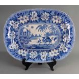 An English Staffordshire blue and white meat plate, first half 19th century,