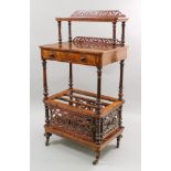 A Victorian burr walnut three tier Cante