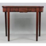 A George III mahogany tea table, the hin