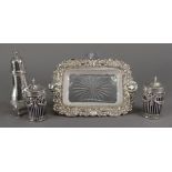 An early 18th century style silver pear shape pepperette, London 1910, 11.