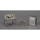 A Dutch silver novelty miniature bureau,