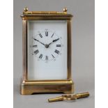 A French brass cased carriage timepiece,