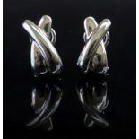 A pair of 18ct white gold earstuds, of e