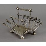 A Victorian folding tubular seven-bar toast rack, Hukin & Heath, designed by Dr.