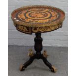 A late 19th century French gilt metal mounted floral marquetry inlaid circular occasional table,