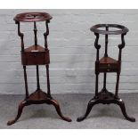 An 18th century mahogany tripod wash/shaving stand, 78cm high together with another similar,