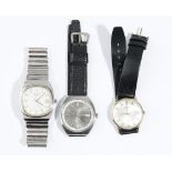 A Longines gentleman's steel bracelet wristwatch, the signed silvered dial with baton numerals,