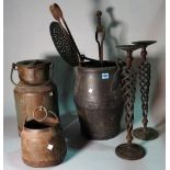 Collectables; a group of 19th century and later metal ware, including fire tools and sundry.