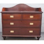 A campaign style brass mounted chest, the galleried top over two short and two long drawers,