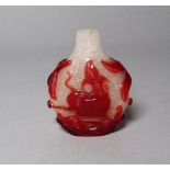 A Chinese red overlay glass snuff bottle, 19th century,