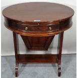 A late Edwardian mahogany single drawer work table, 71cm wide x 75cm high.
