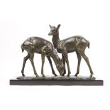 Irenee Rochard (1906-1984), a French Art Deco bronze group of two deer,