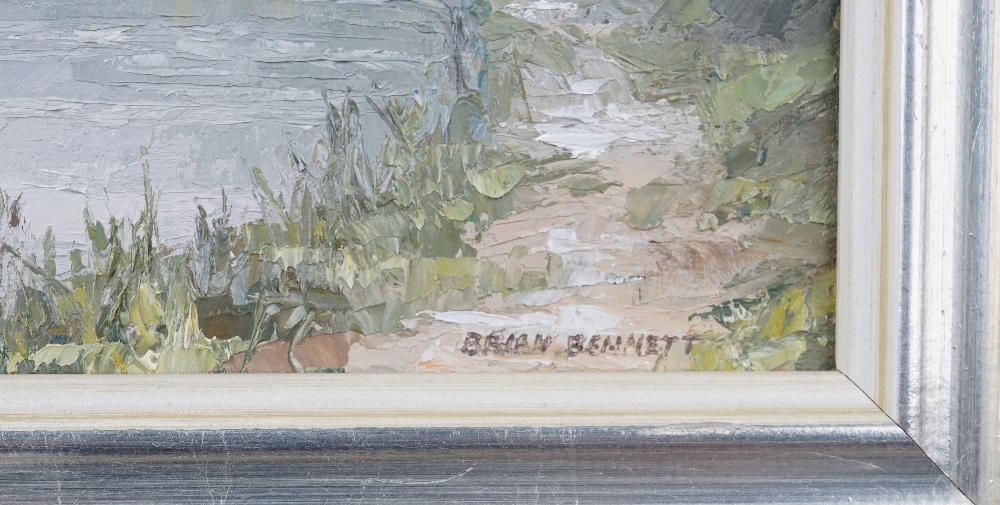 Brian Bennett (British b.1927), River scene oil on board, signed, 19.5cm x 31cm. - Image 2 of 4