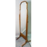 An early 20th century oak arch top cheval mirror, 48cm wide x 160cm high.