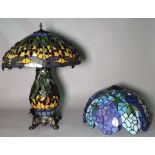A modern Tiffany style table lamp and shade of typical design, 46cm wide x 63cm high,