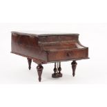 A burr maple and rosewood vanity box, late 19th/early 20th century, in the form of a grand piano,