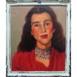 Peter Gilman (1928-1984), Portrait of a young woman, oil on canvas, signed, 59cm x 49cm.