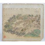 A Chinese album leaf, Qing dynasty, water colour on sillk mounted on card,
