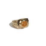 A 9ct gold and fire opal cluster ring, mounted with seven circular fire opals,