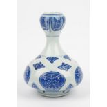 A Chinese blue and white garlic neck vase, blue Daoguang seal mark, but probably late 19th century,
