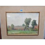 Louis Bennet (20th century), Farmstead, watercolour, signed,