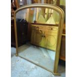 A modern gold painted overmantel wall mirror, 125cm wide x 123cm high.